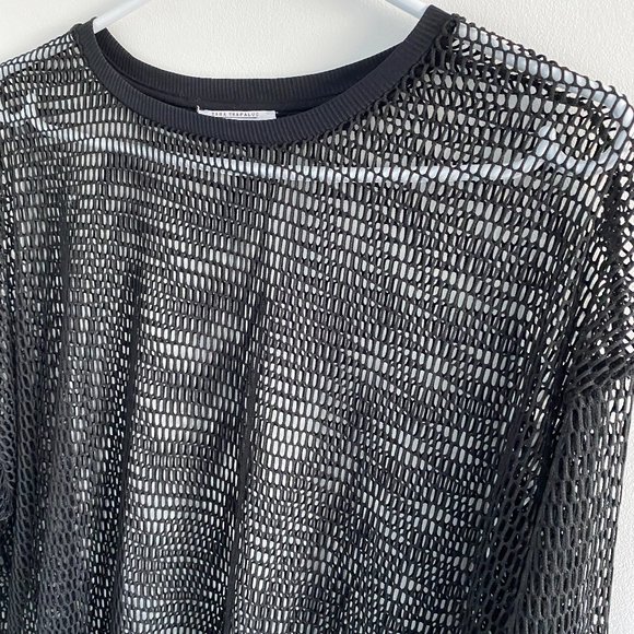 ZARA Long Sleeve Fishnet Mesh Tshirt - Picture 4 of 8